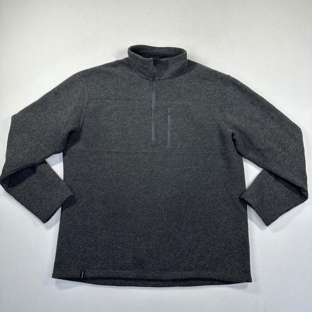 Duckworth Powder 1/4 Zip Sweater XL Charcoal Gray Merino Wool Fleece Pullover